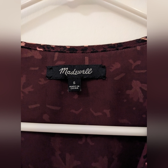 Madewell Plum Floral Wrap Blouse size S - Picture 2 of 3